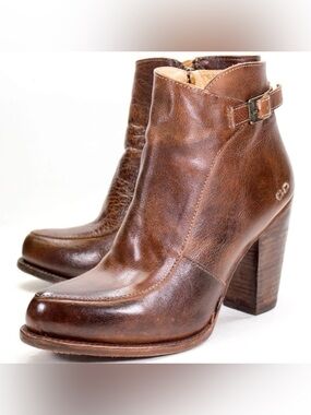 BED STU Isla Womens US 10 Zip Bootie Brown Leather Western Rugged Ankle Heeled
